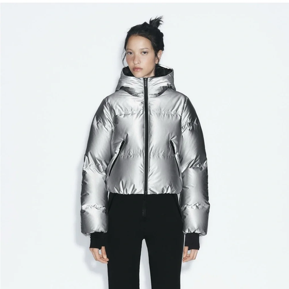 完売商品 ZARA シルバー星ダウン ZARA - 【1点のみ】ZARA リフレクティブパフ ダウンジャケット XS